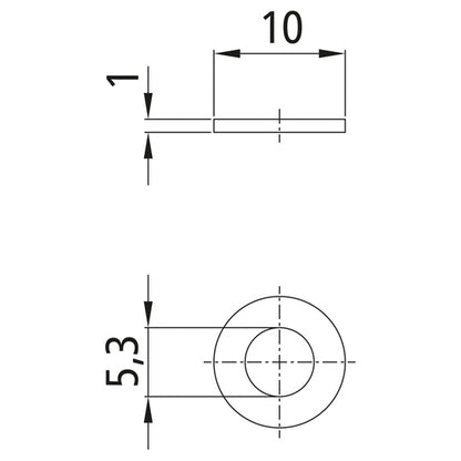 Bricka, galvaniserad, innerdiameter 5,3 mm