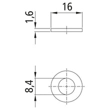 Bricka, galvaniserad, innerdiameter 8,4 mm