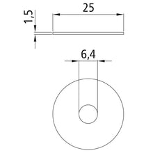 Stänkskyddsbricka, galvaniserad, sliten, 6,4 x 25 x 1,5 mm