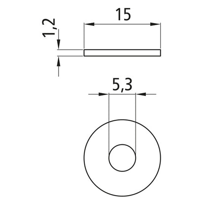 Bricka, förzinkad, inner-Ø 5,3 mm, ytter-Ø 15 mm