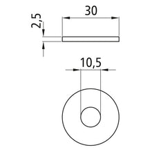 Bricka, förzinkad, inner-Ø 10,5 mm, ytter-Ø 30 mm