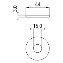 Washer, galvanized, inner Ø 15 mm, outer Ø 44 mm
