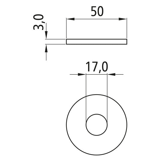 Washer, galvanized, inner Ø 17 mm, outer Ø 50 mm