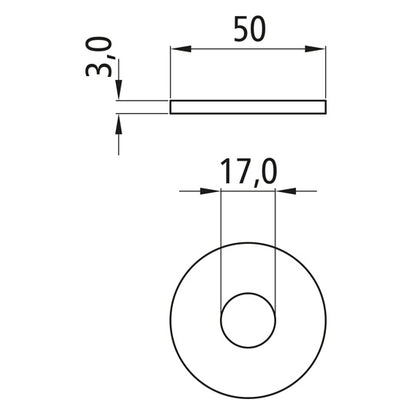 Washer, galvanized, inner Ø 17 mm, outer Ø 50 mm