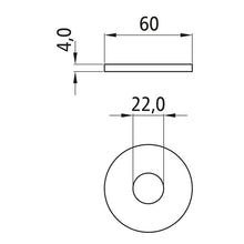 Bricka, galvaniserad, inner-Ø 22 mm, ytter-Ø 60 mm