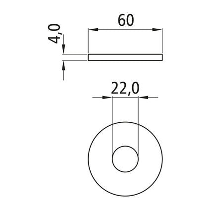 Bricka, galvaniserad, inner-Ø 22 mm, ytter-Ø 60 mm
