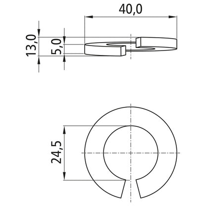 Fjäderbricka, förzinkad, A 24, inner-Ø 24,5 mm för M 24-gänga