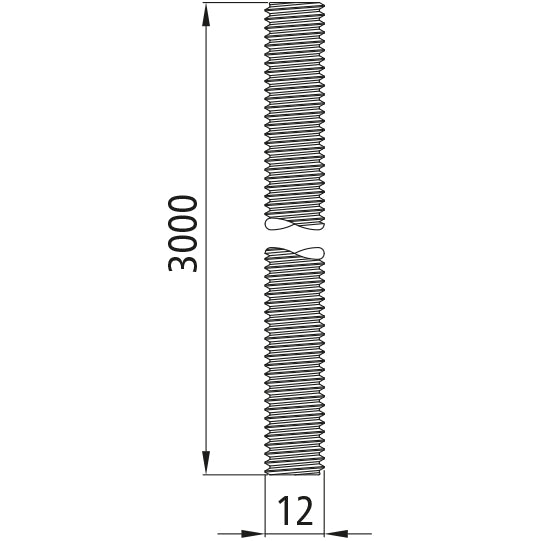 Threaded rod, galvanized, M 12 x 3000, 4.6
