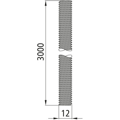 Threaded rod, galvanized, M 12 x 3000, 4.6