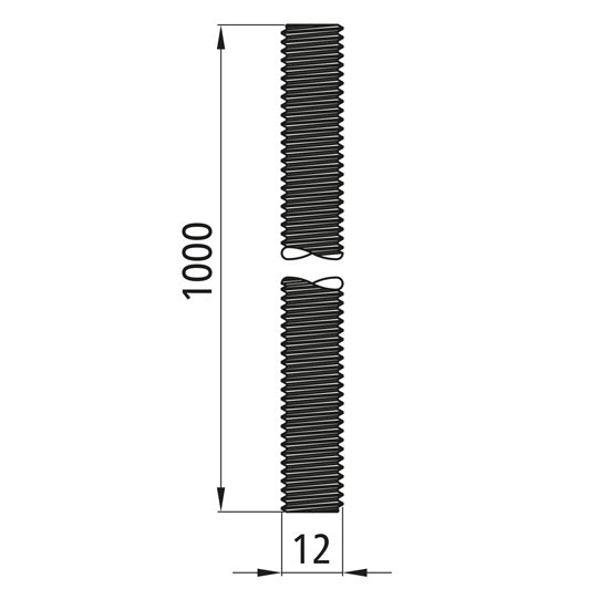 Threaded rod, galvanized, M 12 x 1000, 8.8