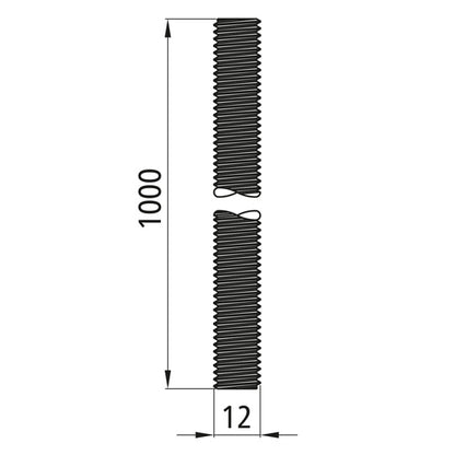 Threaded rod, galvanized, M 12 x 1000, 8.8
