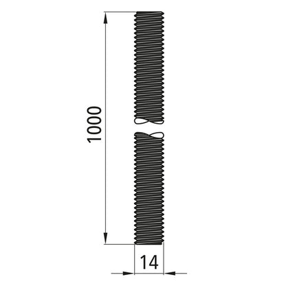 Threaded rod, galvanized, M 14 x 1000, 8.8