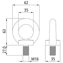 Öglebult, förzinkad, M 16, DIN 580