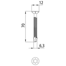 Självborrande skruv, TORX T30, 6,3 x 70 mm, förz.