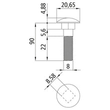 Bult med spets, förzinkad, M8 x 90, sexkantsmutter