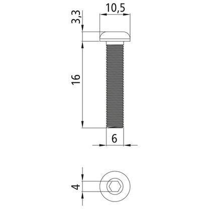 Konisk skruv, M 6x16, F 10.9, förzinkat stål, ISO 7380