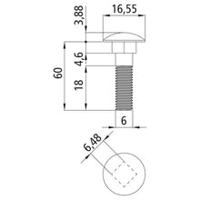 Bult med spets, förzinkad, M6 x 60, sexkantsmutter