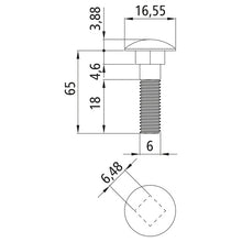 Bult med spets, förzinkad, M6 x 65, sexkantsmutter