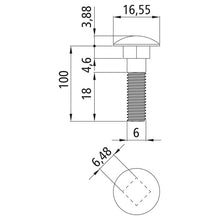 Bult med bärlager, förzinkad, M6 x 100, sexkantsmutter