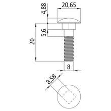 Truss-head bolt, galvanized, M8 x 20, hexagon nut