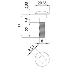 Truss-head bolt, galvanized, M8 x 35, hexagon nut