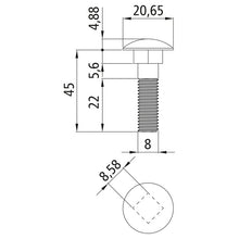 Bult med spetshuvud, förzinkad, M8 x 45, sexkantsmutter