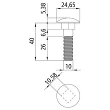 Truss-head bolt, DIN 603, galvanized, M10 x 40, hexagon nut