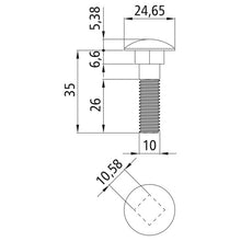 Bult med spets, förzinkad, M10 x 35, sexkantsmutter
