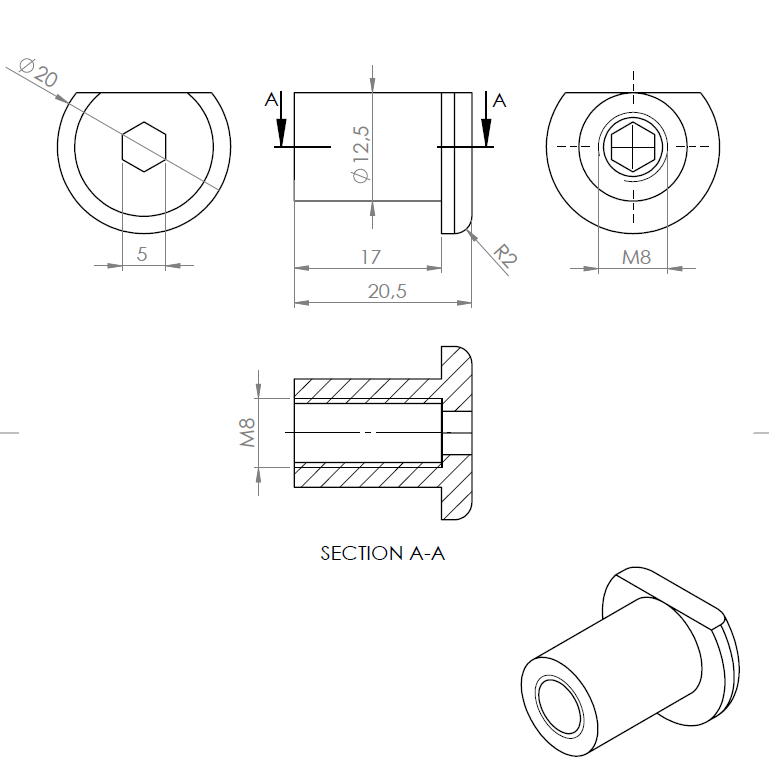 Swamp mutter 8x17 ALU