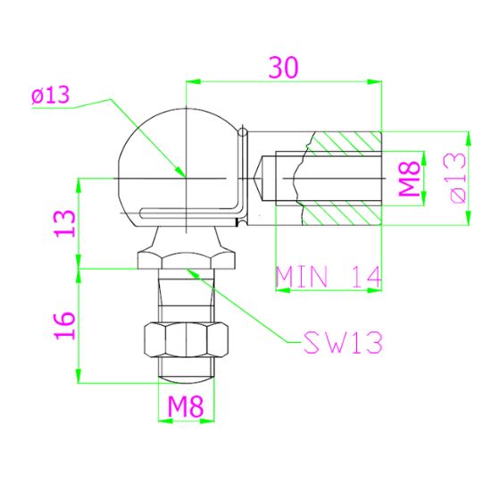 Ball joint for gas spring M8