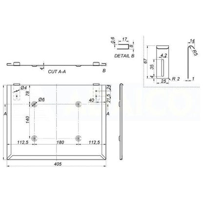 Plate support 400x300 E=0,6 SS with security latch