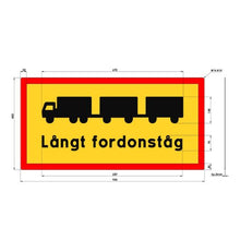 Warnin sign "Långt fordonståg" 900x450x2mm