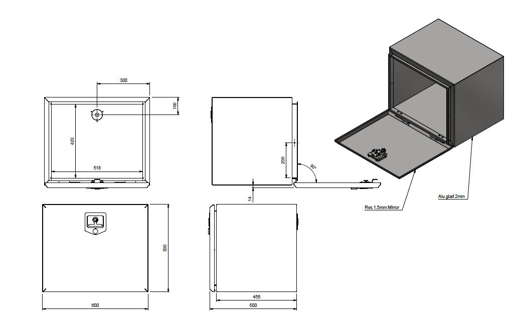 Tool box 600x500x500 ALU/SS