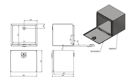 Tool box 600x500x500 ALU/SS