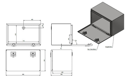 Tool box 800x500x500 ALU/SS