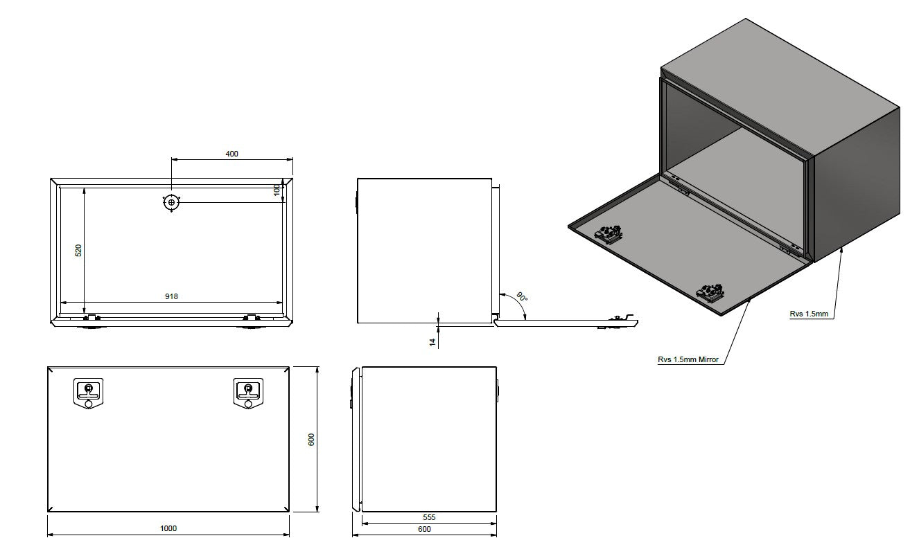 Tool box 1000x600x600 SS